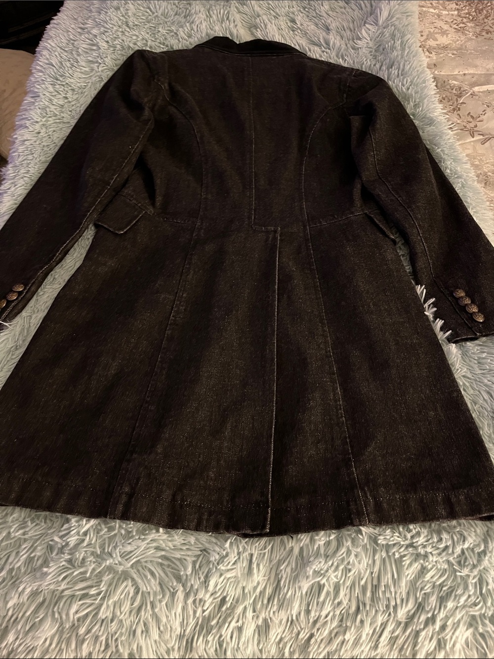 LAUREN by RALPH LAUREN BLACK DENIM W VELVET COLAR STUNNING TAILORED COAT NEW M - Picture 11 of 16